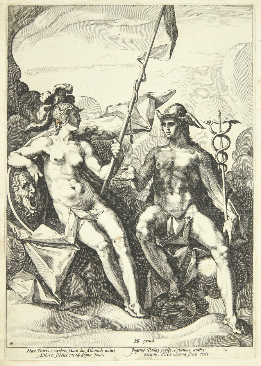 Athéné és Merkúr szövetsége (Hermathena) alkotó: Jacob Matham