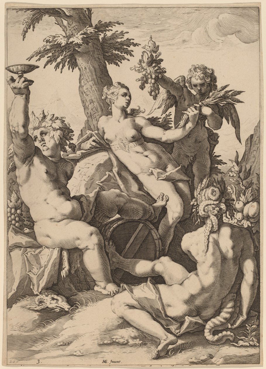 Vénusz, Bacchus és Ceres alkotó: Jacob Matham after Hendrik Goltzius
