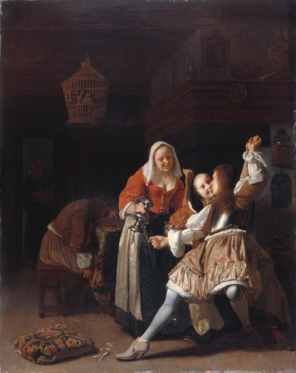 The Embracing Cavalier, c.1660-65 (oil on panel) alkotó: Jacob Lucasz Ochtervelt