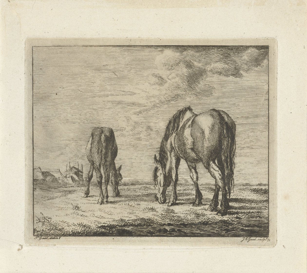 Két legelésző ló alkotó: Jacobus Cornelis Gaal