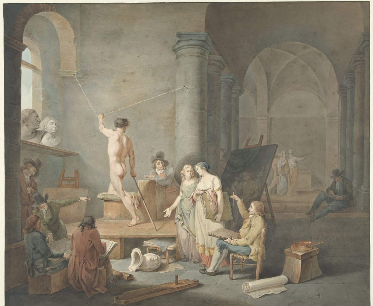 Modellrajz egy régi épületben alkotó: Jacobus Johannes Lauwers