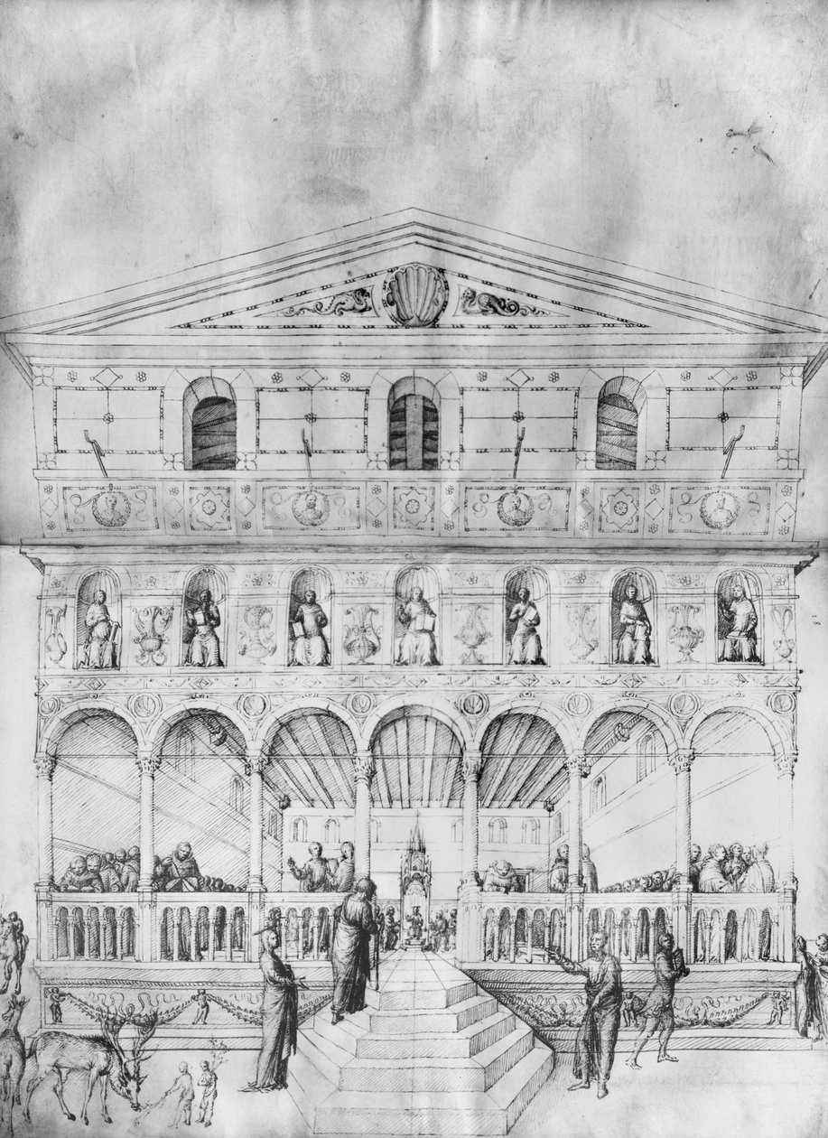 Jézus Krisztus, 12 éves, a templomban az orvosok között, Jacopo Bellini rajzalbumából (toll és tinta pergamen) alkotó: Jacopo Bellini