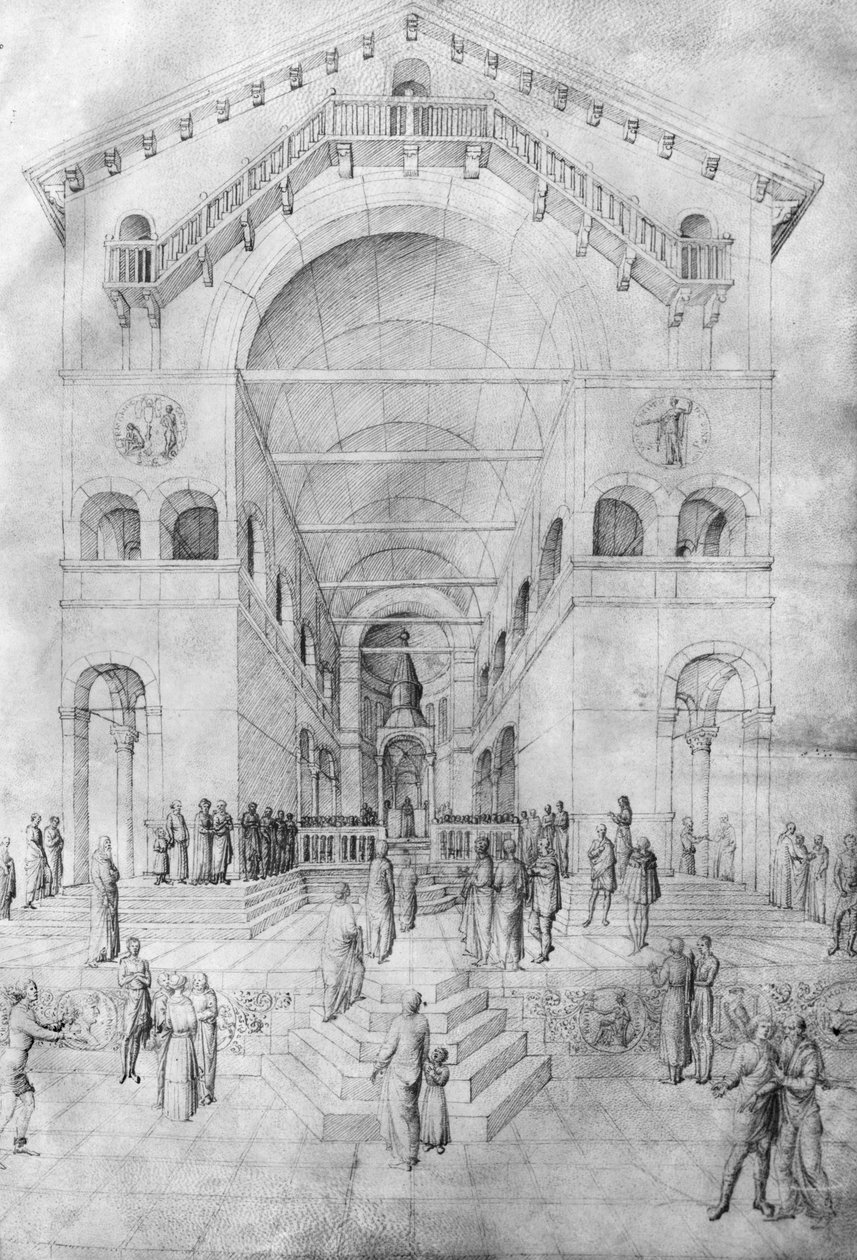 A Szűz bemutatása a templomban, Jacopo Bellini rajzalbumából (toll és tinta pergamen) alkotó: Jacopo Bellini