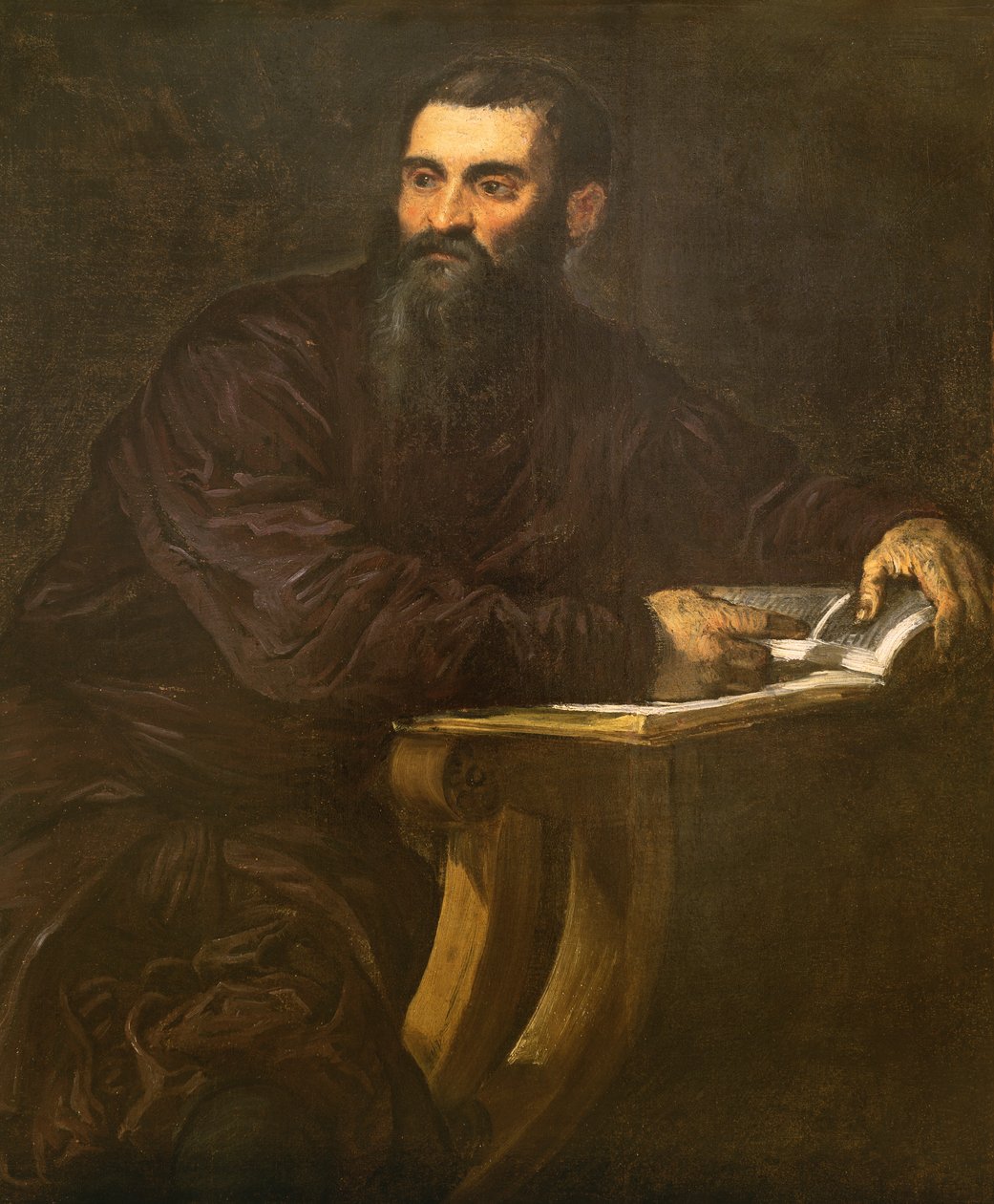Egy szakállas férfi portréja könyvvel alkotó: Jacopo Robusti Tintoretto