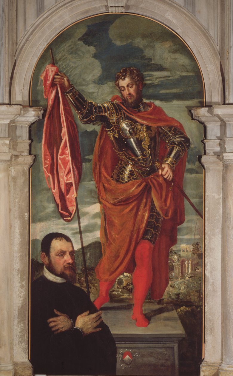 Szent Demetrius és egy adományozó a Ghisi családból alkotó: Jacopo Robusti Tintoretto