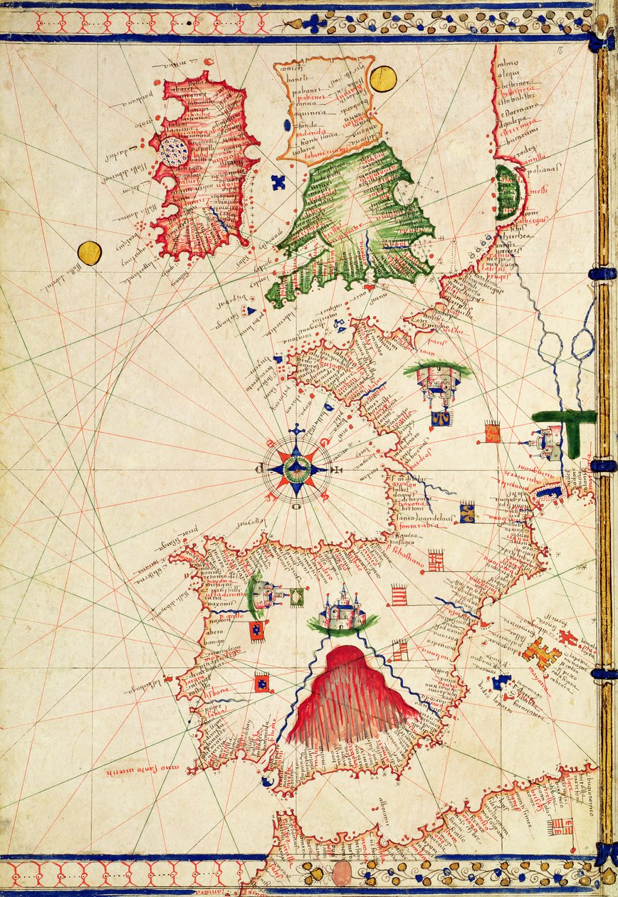 Ms Ital 550.0.3.15 fol.2r Európa térkép, a „Carte Geografiche”-től alkotó: Jacopo Russo