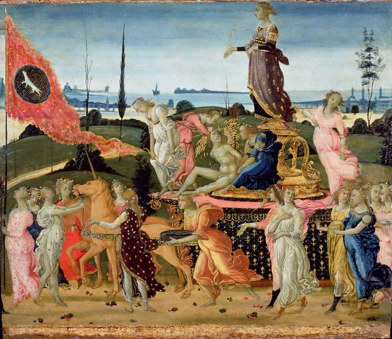 Triumph of Chastity, Petrarch (1304-74) „Triumphs”-ja ihlette (a részletekért lásd: 194159) alkotó: Jacopo del Sellaio
