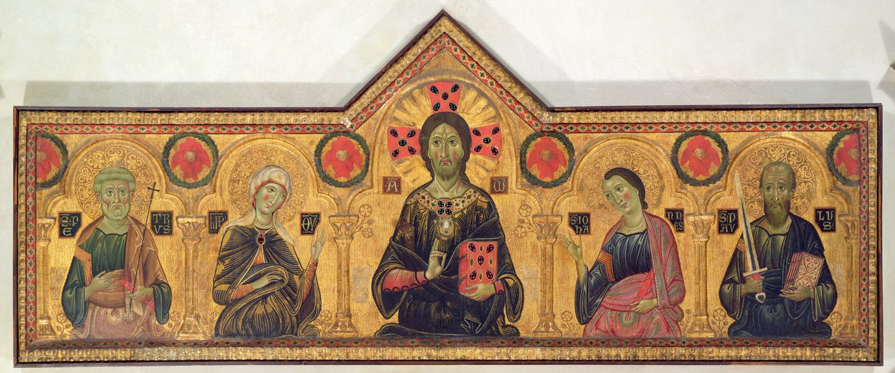 A Megváltó, Szűz és Szentek, 1271 (tempera a panelen) alkotó: Jacopo di Meliore
