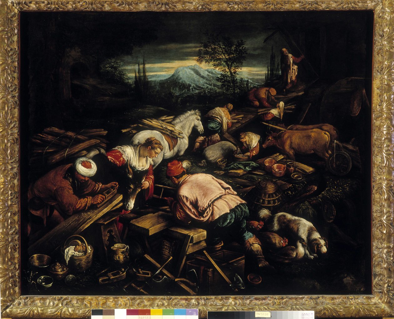 Noé bárkájának építése alkotó: Jacopo Bassano