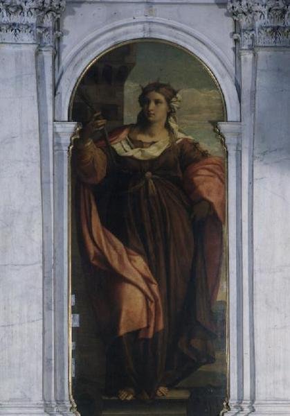 Szent Borbála (a triptichon része) alkotó: Jacopo (c.1480 1528) Palma