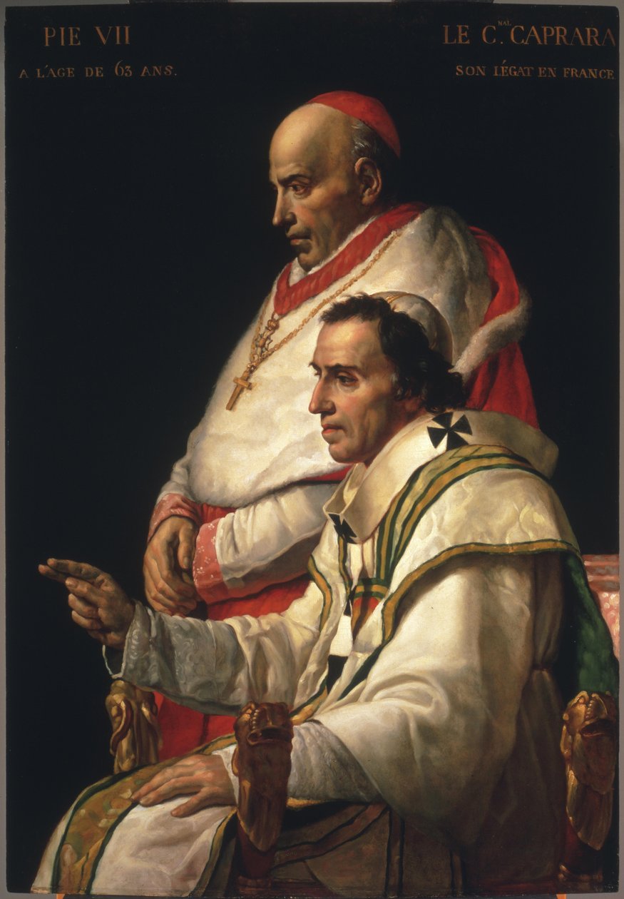 Piusz pápa és Caprara bíboros portréja alkotó: Jacques Louis David