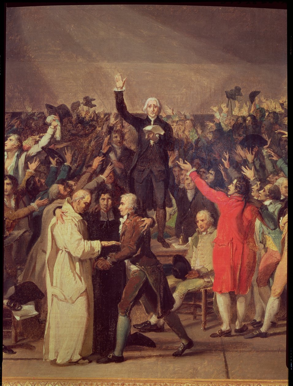A teniszpálya esküje, 1789. június 20., részlet a Baillyt körülvevő csoportról, 1791 alkotó: Jacques Louis David