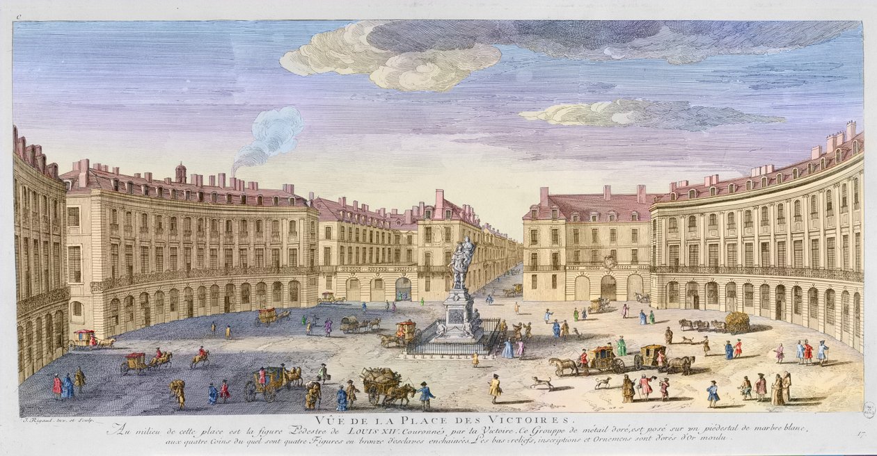 Place des Victoires, Párizs (későbbi színezés) alkotó: Jacques Rigaud