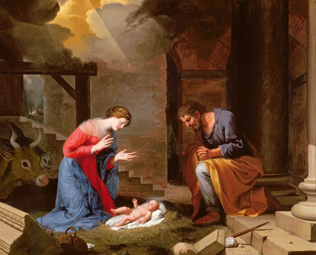 Születés, 1639 (olaj, réz) alkotó: Jacques Stella