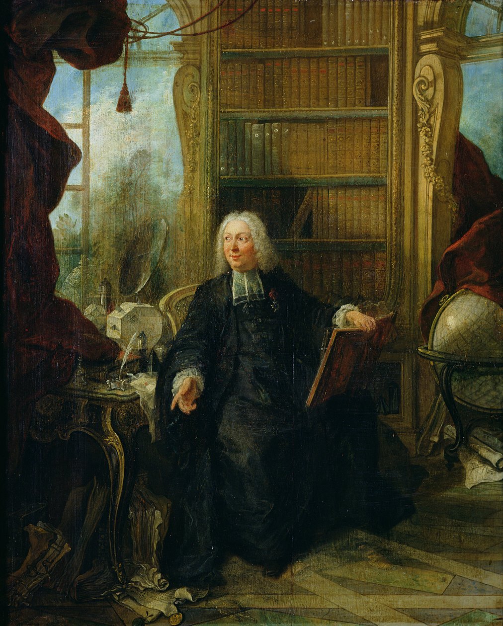 Nollet apát (1700-70) dolgozószobájában, a Muette kastély optikai pavilonjában. alkotó: Jacques de Lajoüe