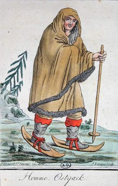 Ostyak férfi síléceken alkotó: Jacques (after) Grasset de Saint Sauveur