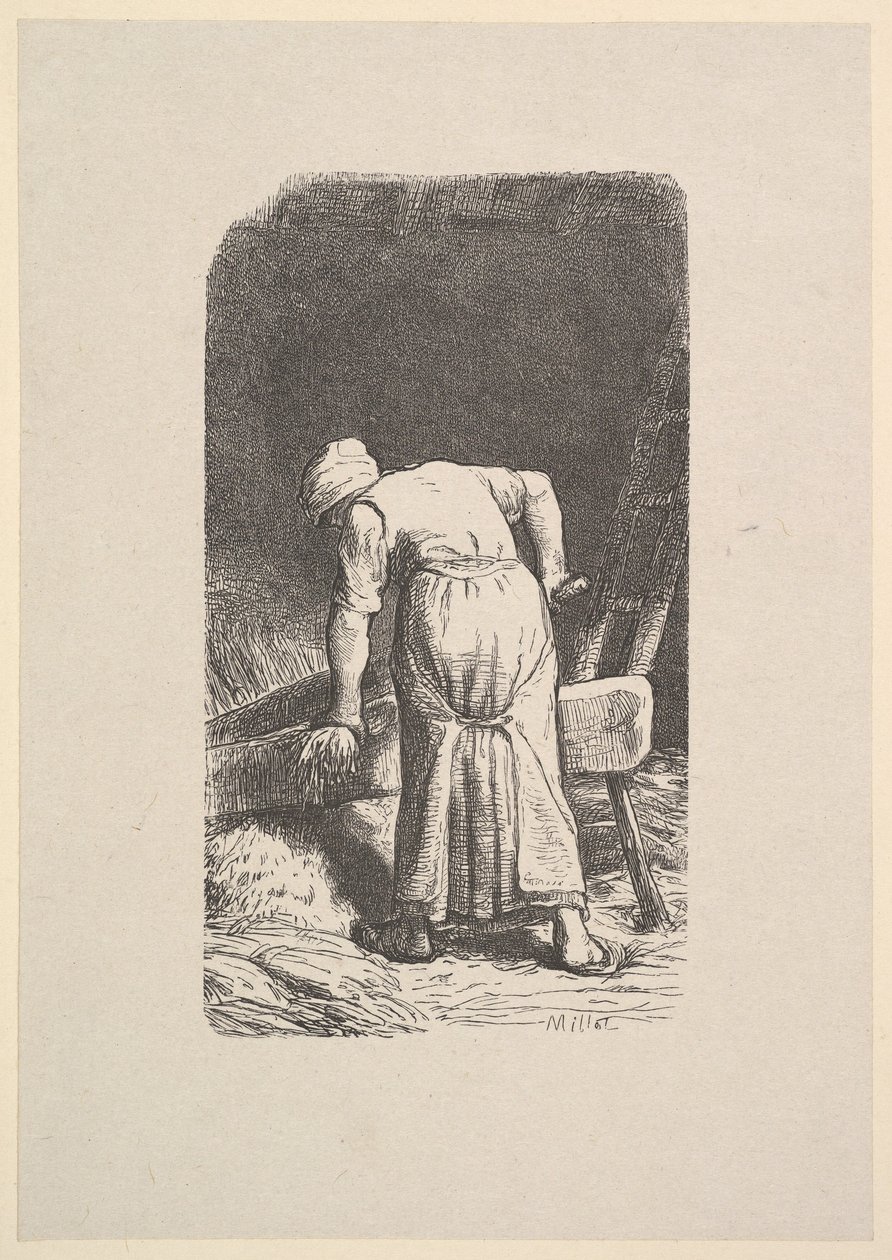 Búzát vágó nő, 1853. alkotó: Jacques Adrien Lavieille