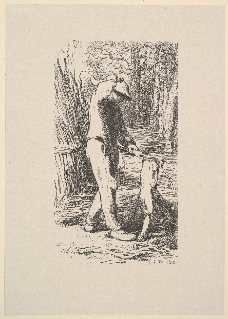Favágó, aki köcsögöt készít, 1853. alkotó: Jacques Adrien Lavieille