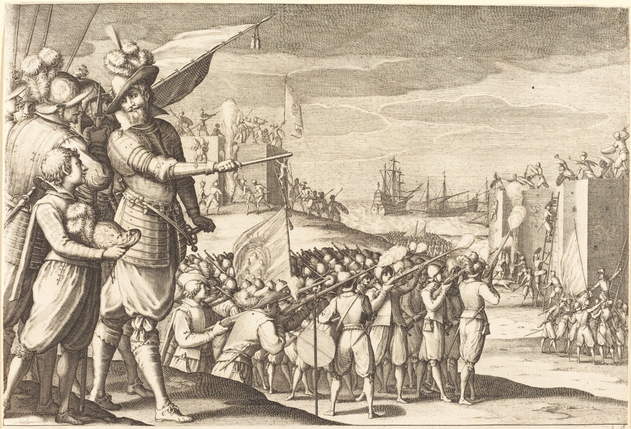 Roham két erőd ellen, c. 1614. alkotó: Jacques Callot