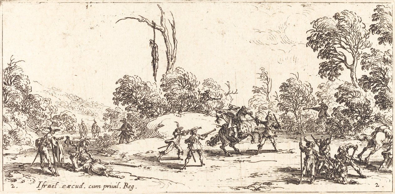 Utazók megtámadása az autópályán alkotó: Jacques Callot