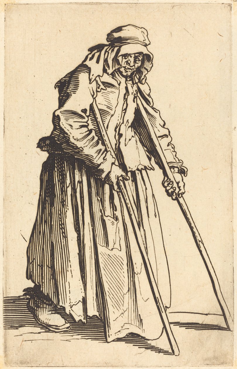 Koldusasszony mankóval alkotó: Jacques Callot