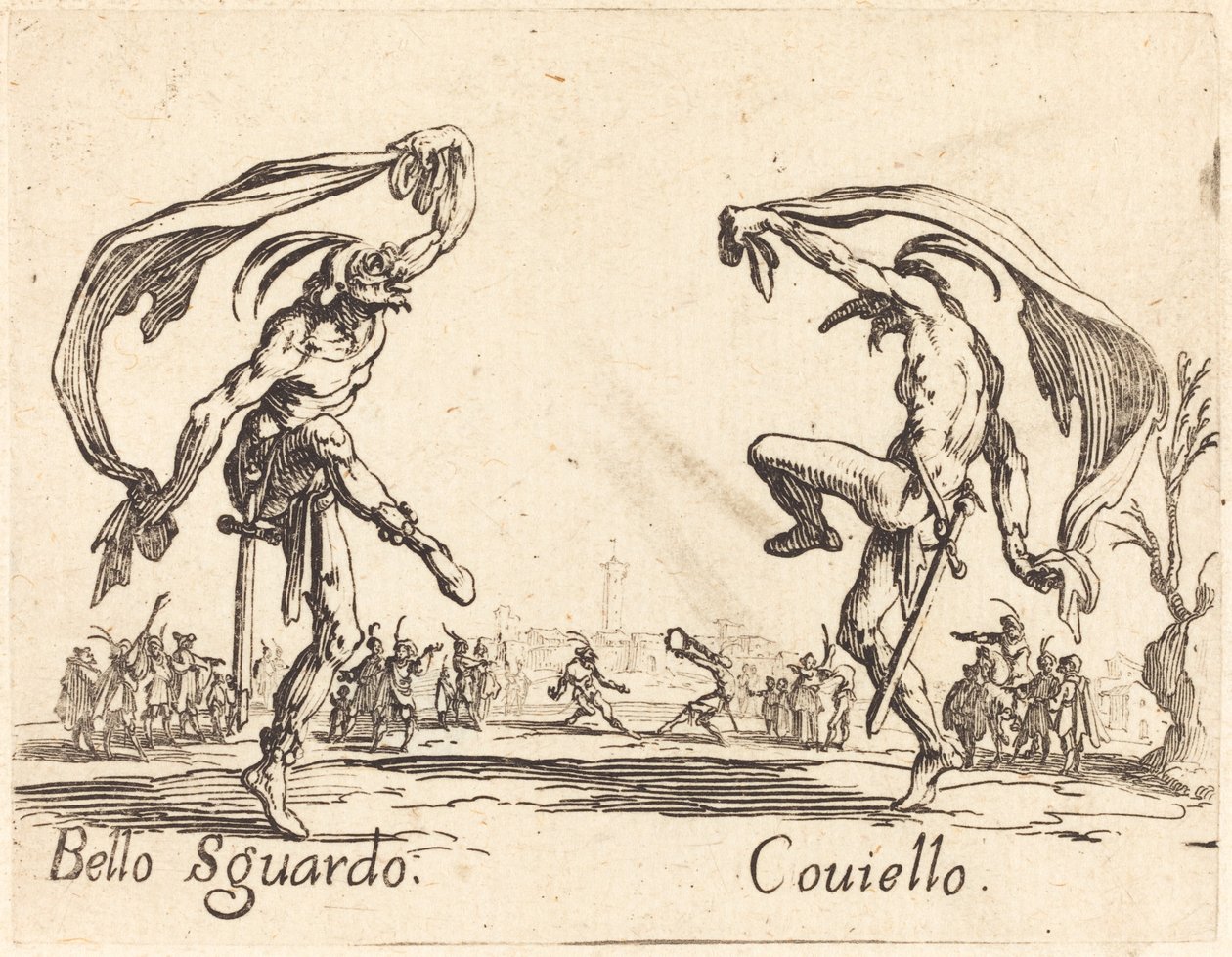 Bello Sguardo és Coviello, c. 1622. alkotó: Jacques Callot