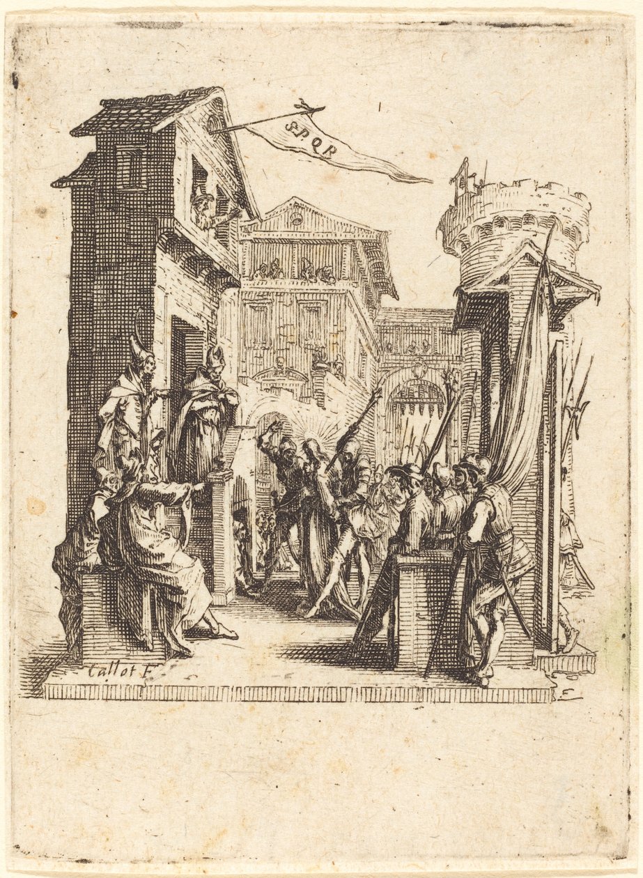 Krisztus Kajafás előtt alkotó: Jacques Callot