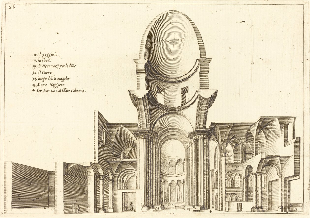 Egy templom keresztmetszete alkotó: Jacques Callot