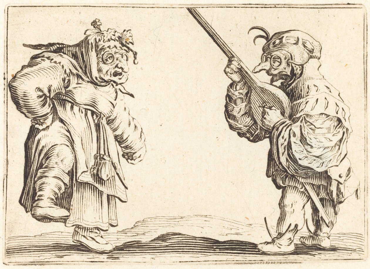 Táncosok lanttal, c. 1622. alkotó: Jacques Callot