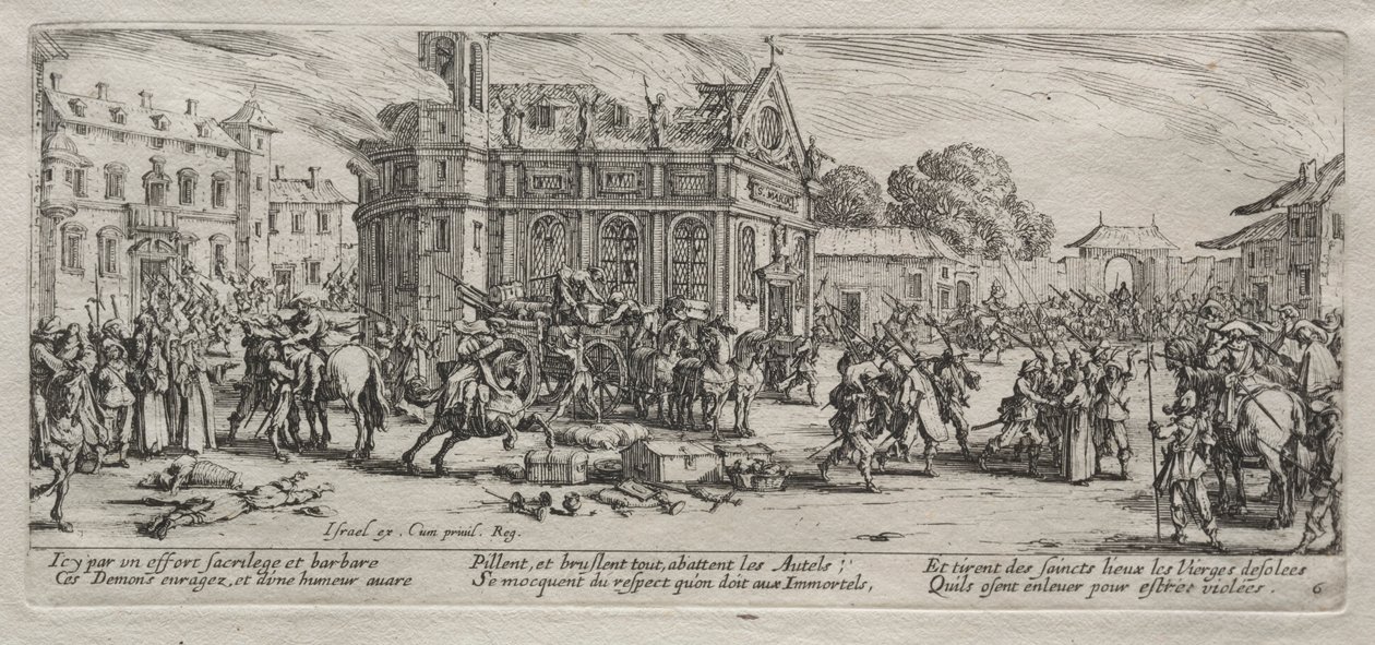 Egy kolostor pusztítása. alkotó: Jacques Callot