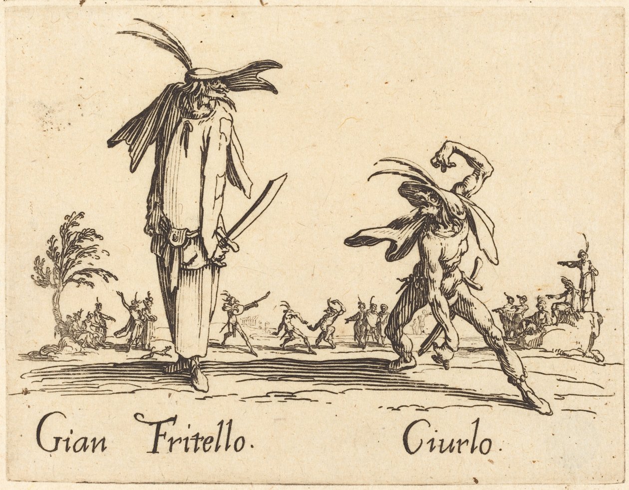 Gian Fritello és Ciurlo, c. 1622. alkotó: Jacques Callot