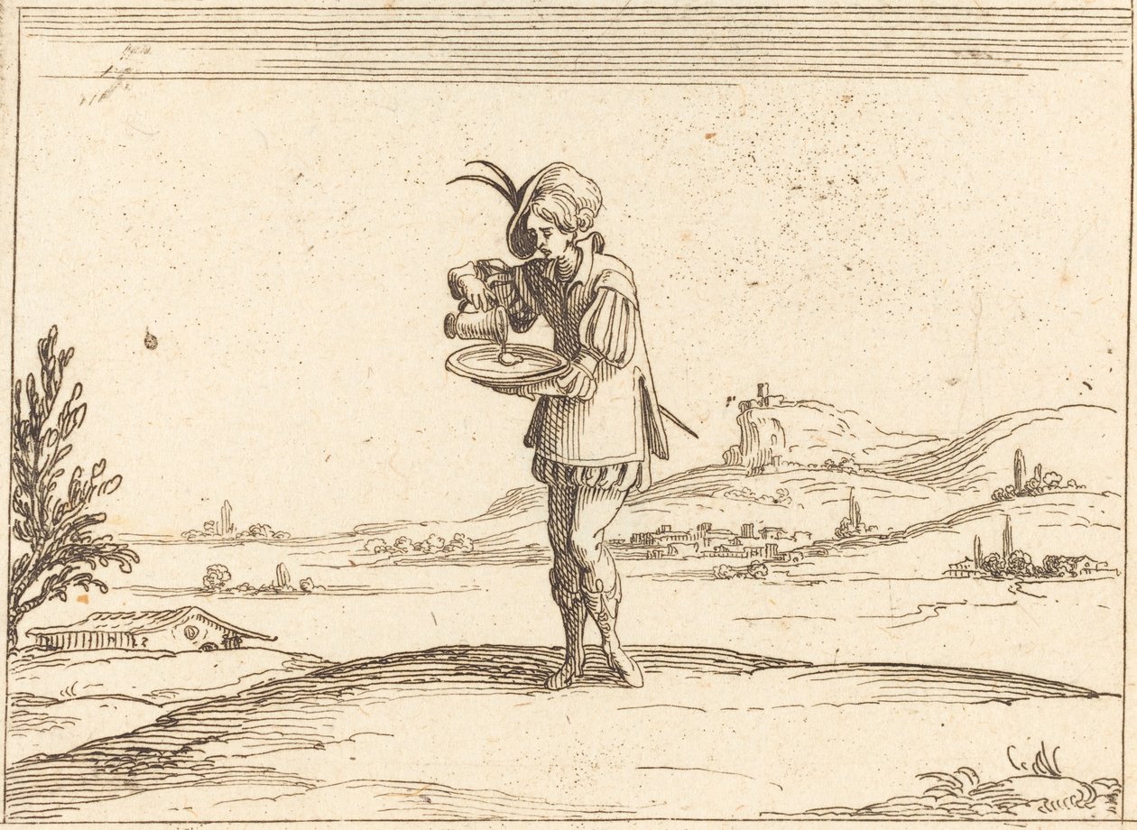 Az ember gyöngyöt mos. alkotó: Jacques Callot