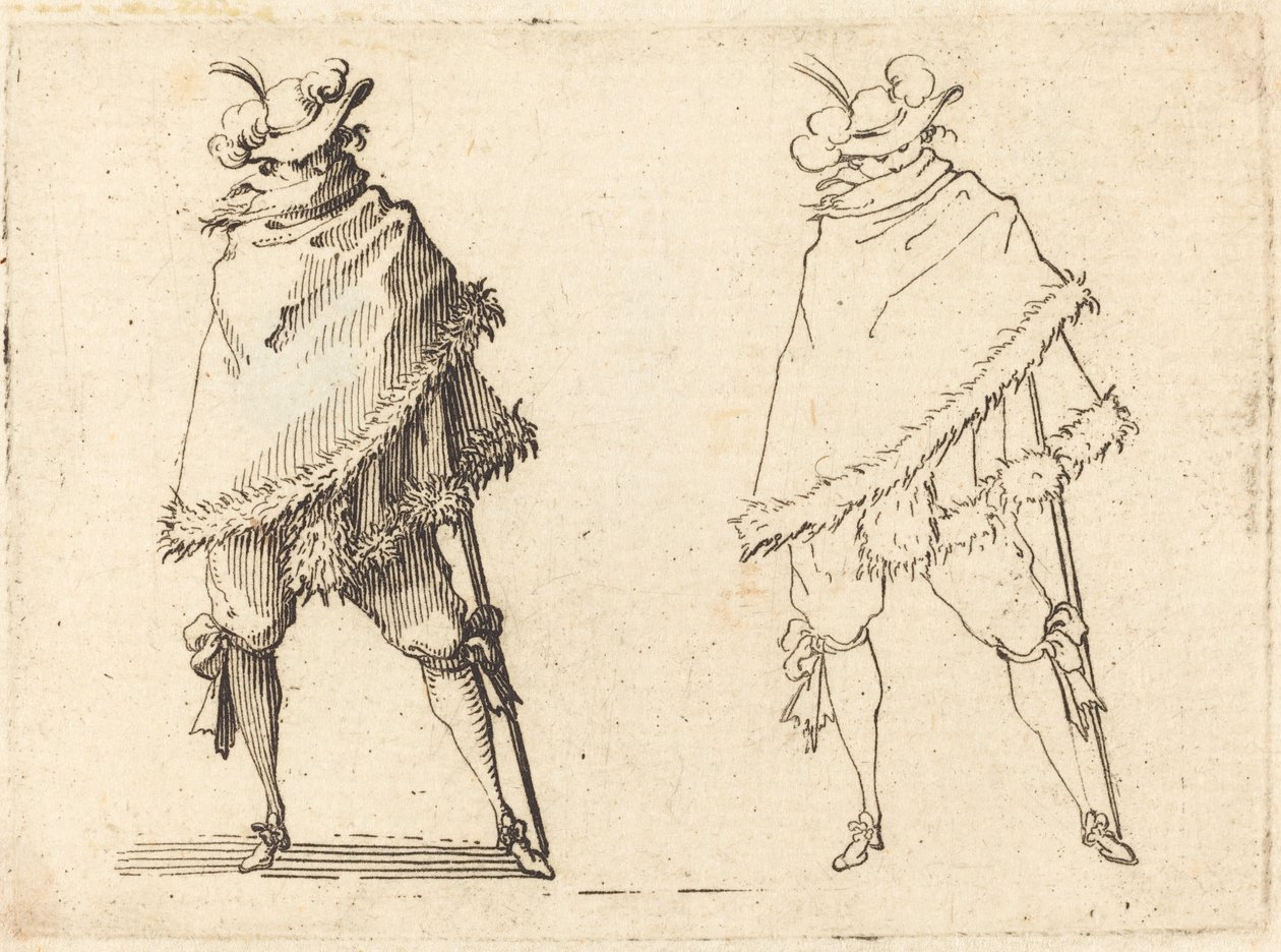 Köpenyébe burkolt ember, c. 1617. alkotó: Jacques Callot