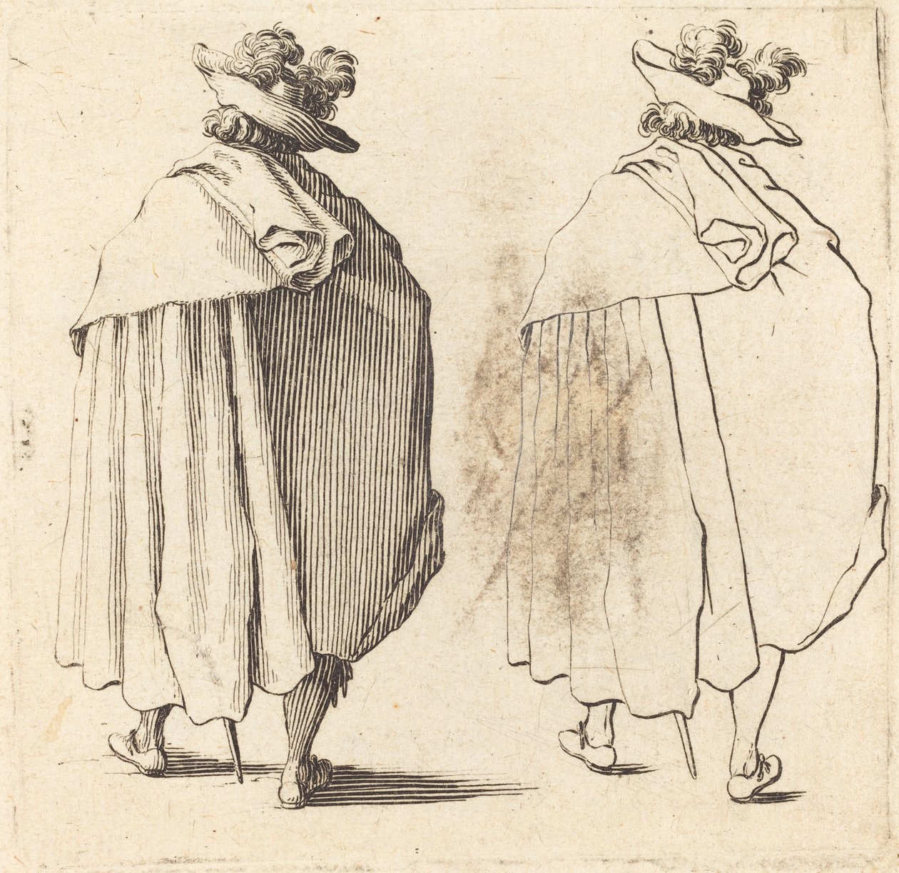 Férfi köpenyben, hátulról nézve alkotó: Jacques Callot
