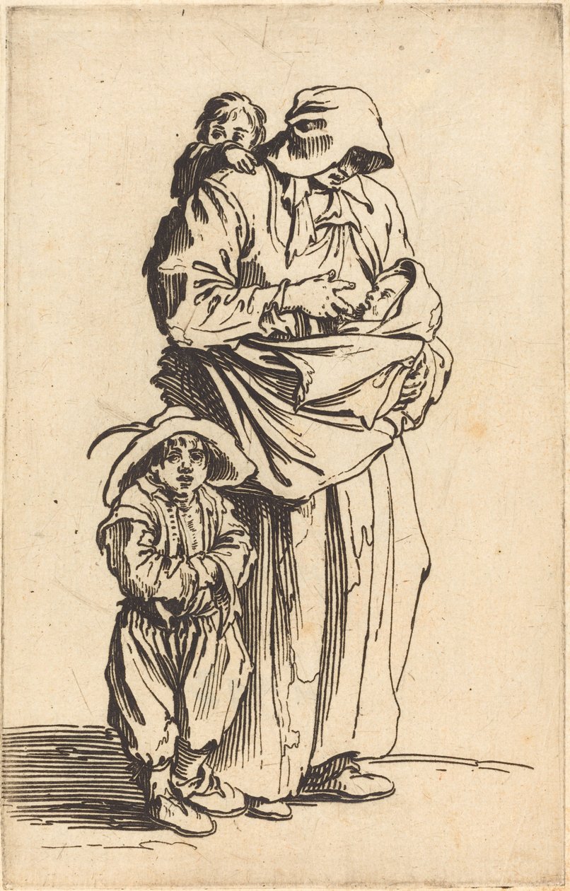 Anya és három gyermek, c. 1622. alkotó: Jacques Callot