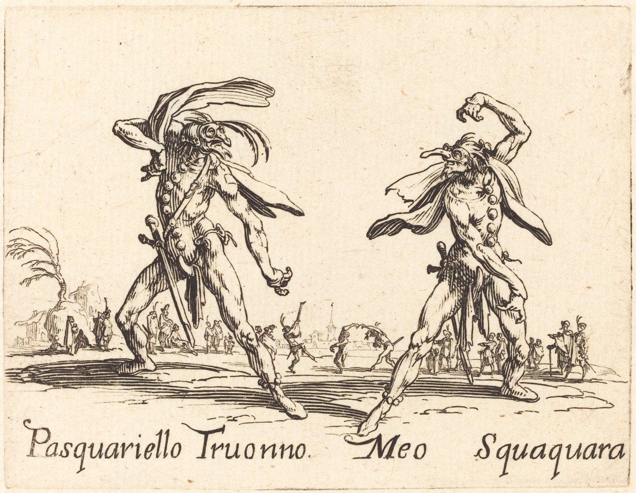 Pasquariello Truonno és Meo Squaquara, c. 1622. alkotó: Jacques Callot