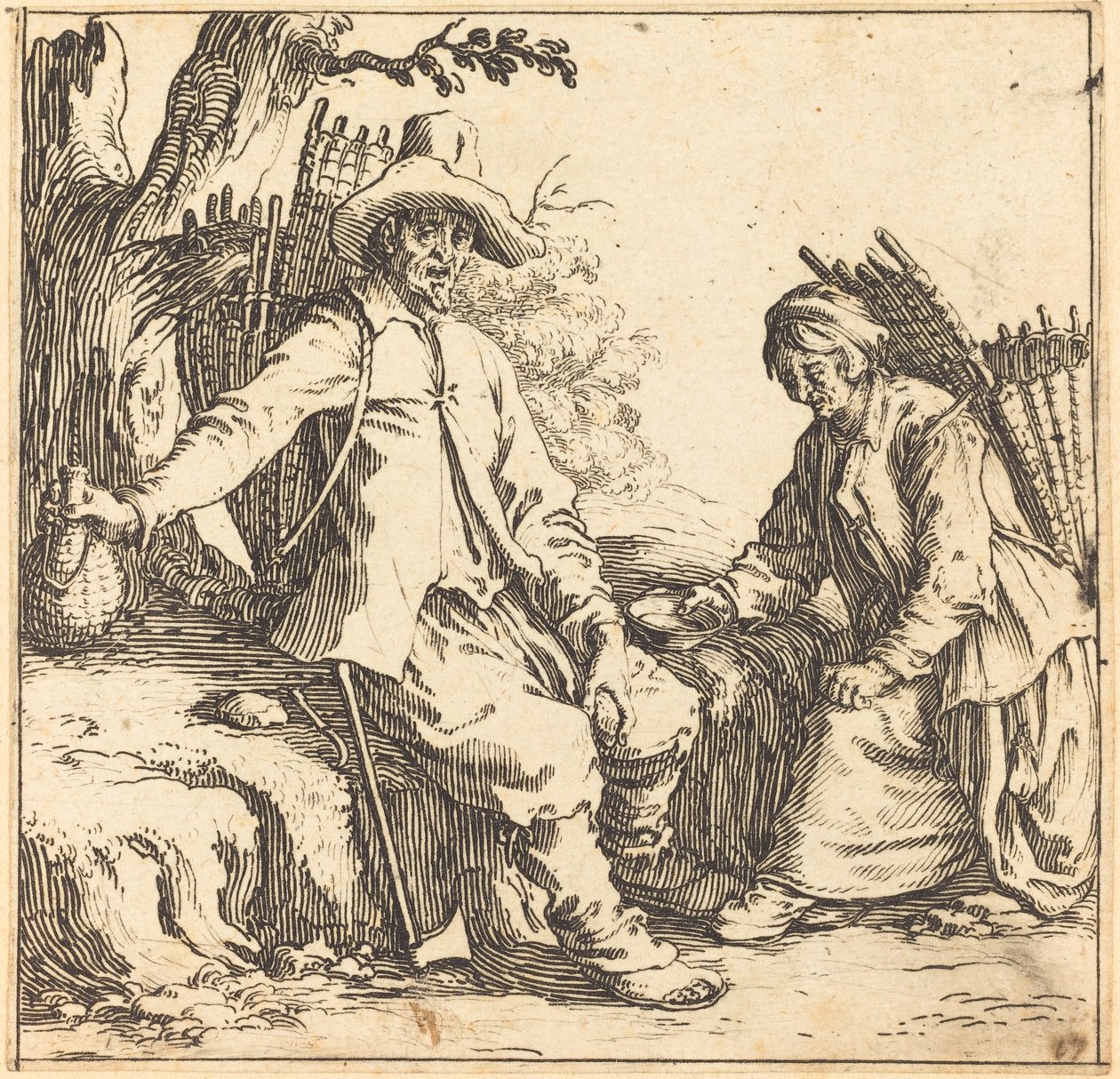 Parasztházaspár nyugalomban, c. 1621. alkotó: Jacques Callot