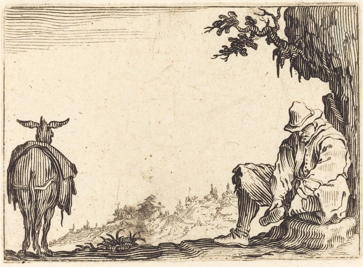 Paraszt, aki leveszi a cipőjét alkotó: Jacques Callot