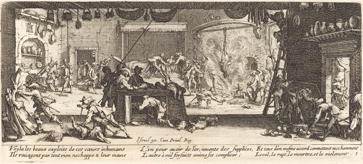 Egy nagy parasztház kifosztása alkotó: Jacques Callot