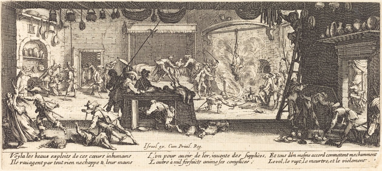 Egy nagy parasztház kifosztása alkotó: Jacques Callot