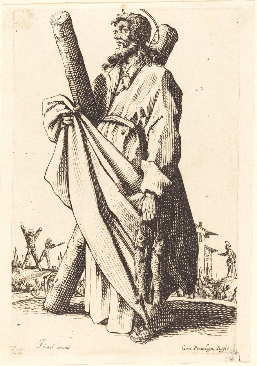 Szent András, 1631-ben jelent meg. alkotó: Jacques Callot