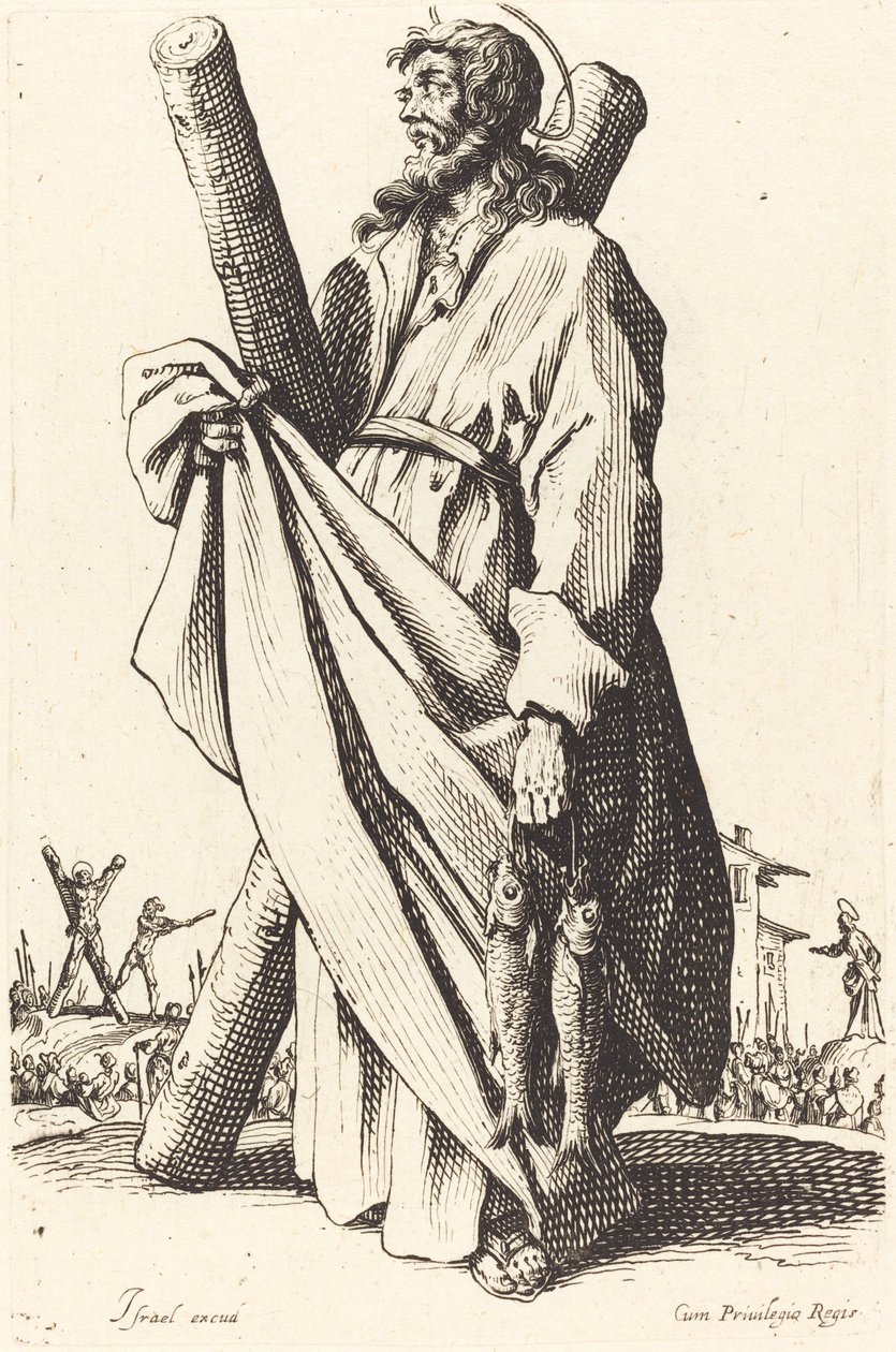 Szent András, 1631-ben jelent meg. alkotó: Jacques Callot