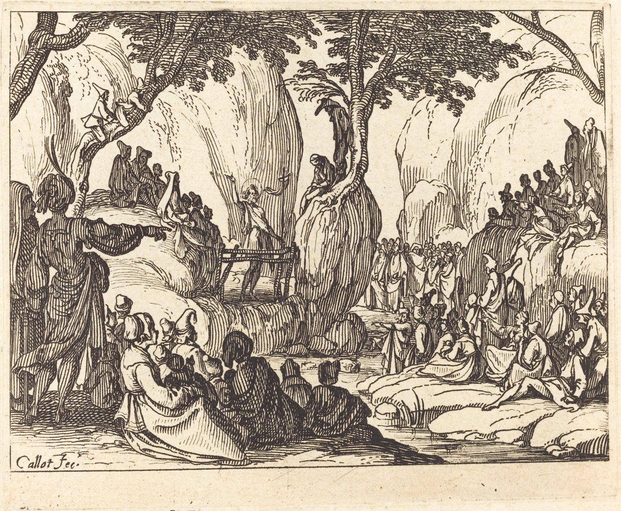 Szent János prédikál a sivatagban alkotó: Jacques Callot