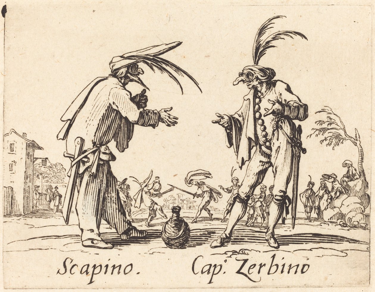 Scapino és Cap. Zerbino alkotó: Jacques Callot