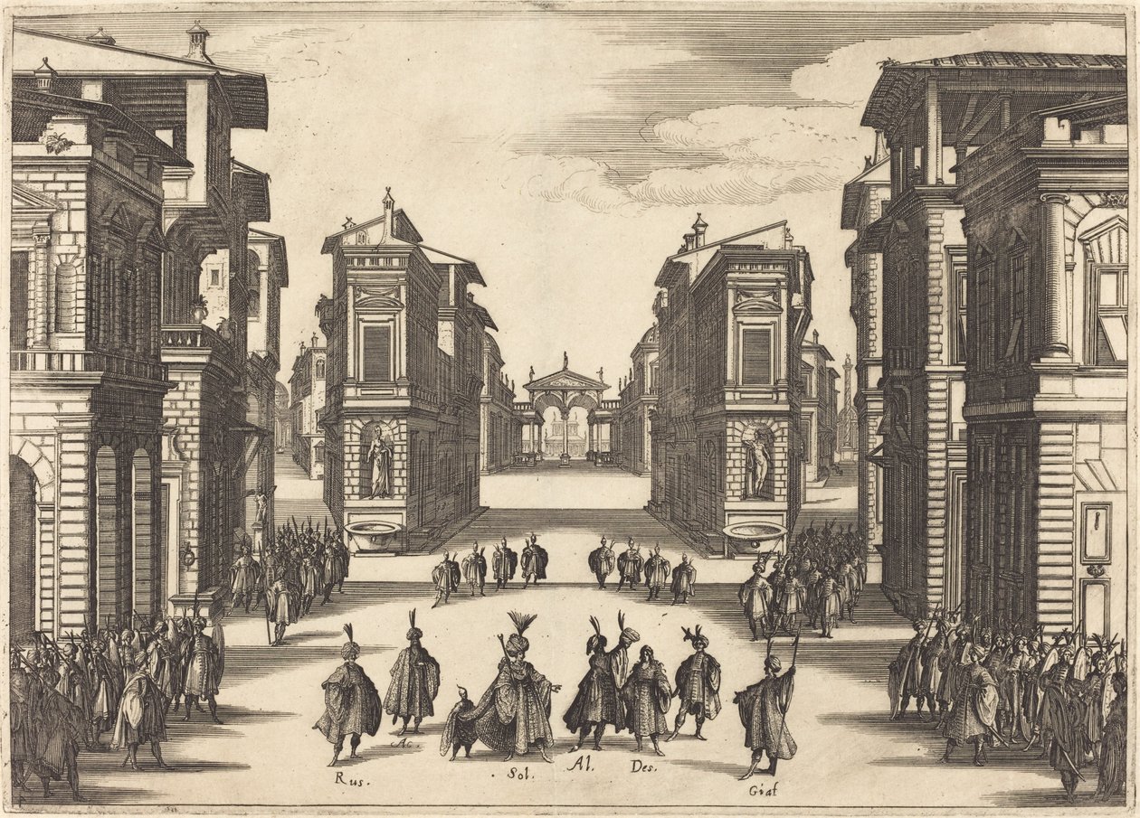 Szulejmán, 1620. évi IV. felvonás. alkotó: Jacques Callot
