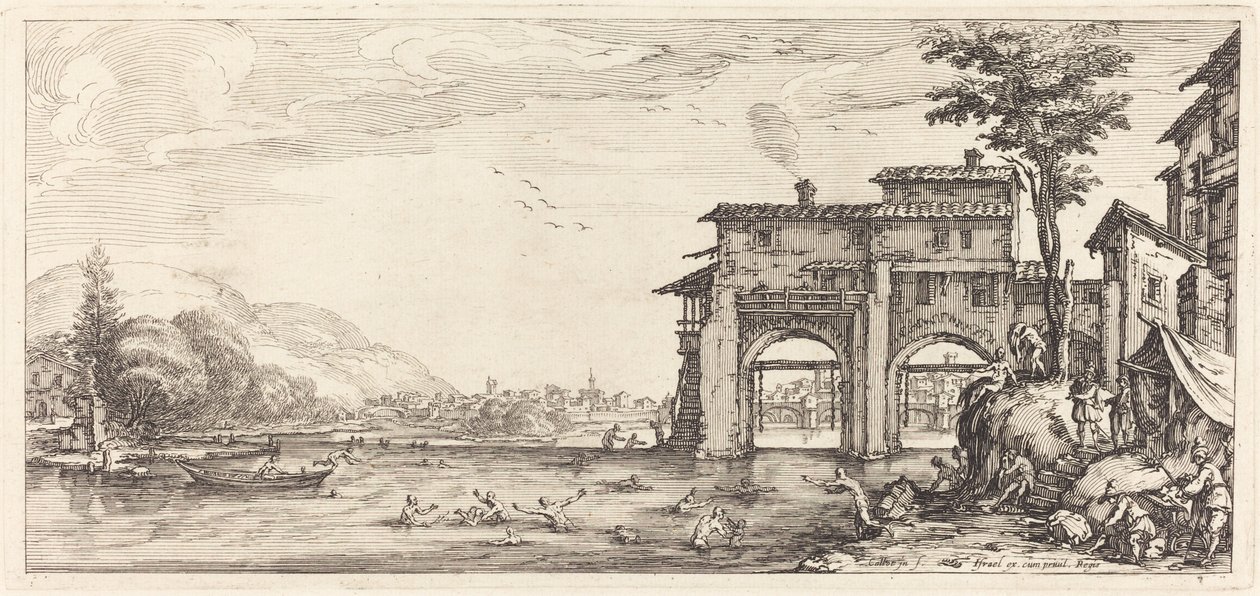 A fürdőzők, valószínűleg c. 1630. alkotó: Jacques Callot
