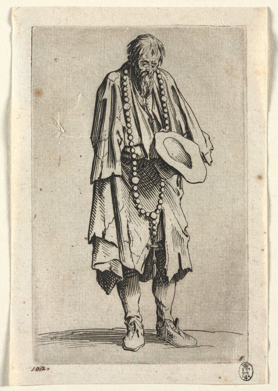 A koldusok: Koldus rózsafüzérrel , c. 1623. alkotó: Jacques Callot
