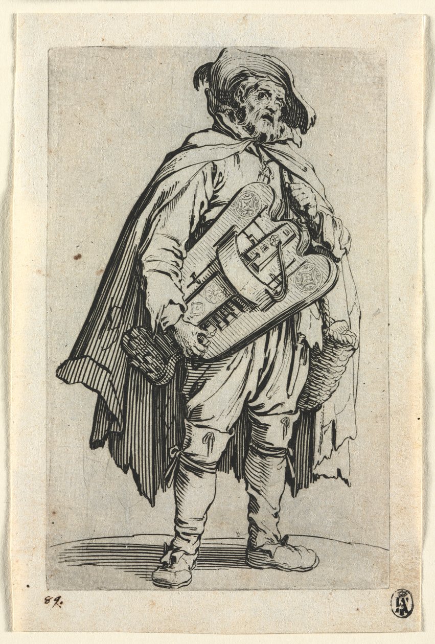 A koldusok: The Hurdy-Gurdy Player c. 1623. alkotó: Jacques Callot