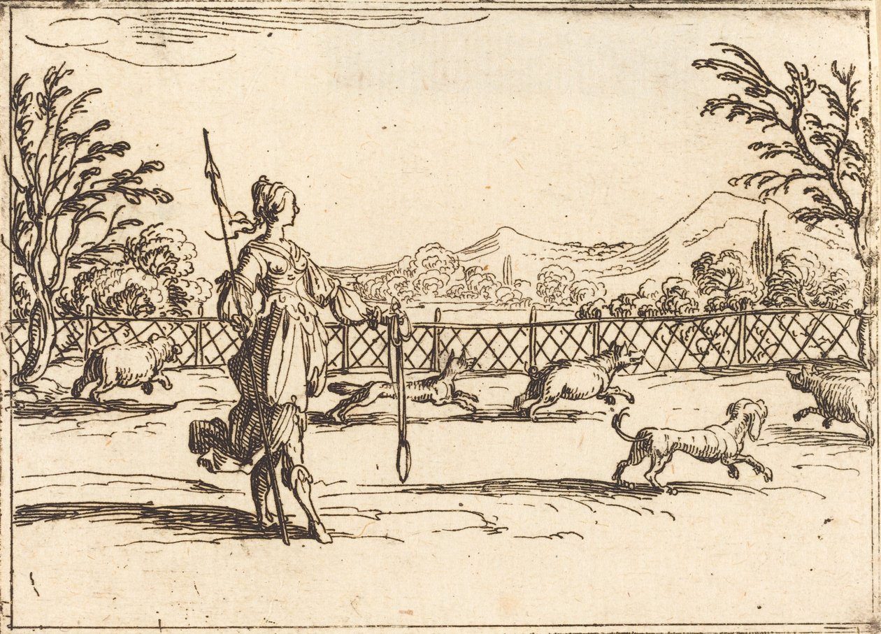 A vadásznő. alkotó: Jacques Callot