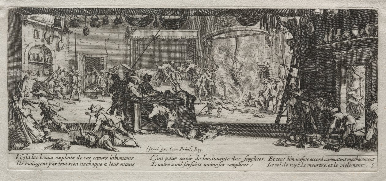 A háború nagy nyomorúságai: fosztogatás, 1633. alkotó: Jacques Callot
